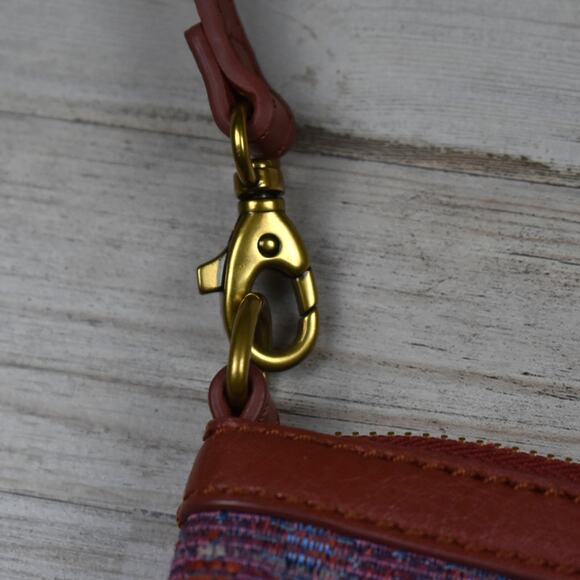 Fossil Fiona multicolor boho geometric print fall tapestry crossbody bag purse - Picture 6 of 12